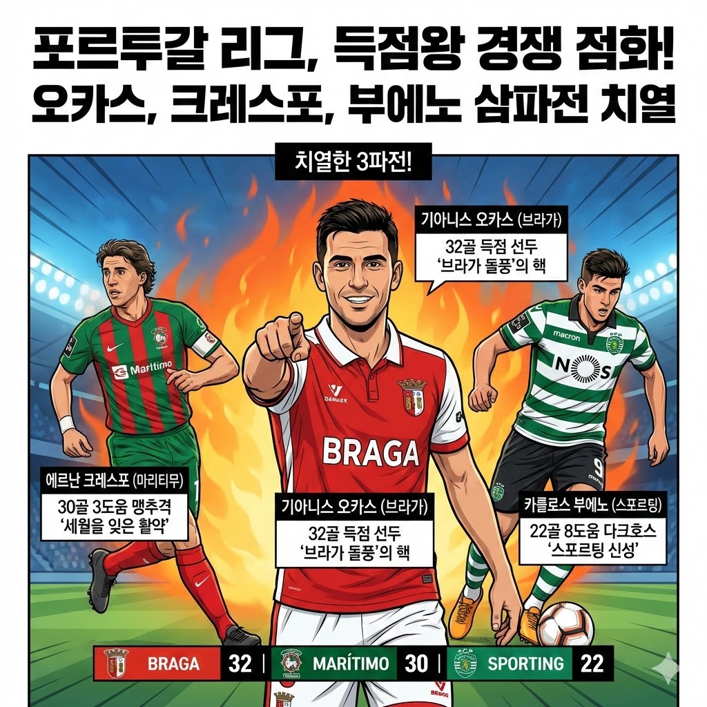 오카스, 포르투갈 리그 득점왕 등극오카스 32골 폭발